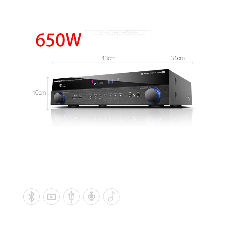 مضخم صوت KYYSLB 650 واط 750 واط 220 فولت مزود بتقنية البلوتوث عالي الدقة للمسرح المنزلي مزود بقنوات 5.1 مكبر صوت رقمي من الألياف المحورية