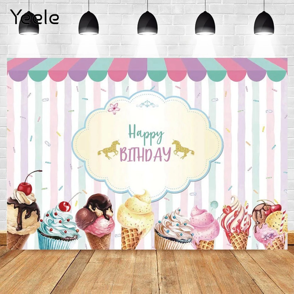 

Yeele Summer Ice Cream Store Unicorn Newborn Baby Birthday Party Backdrop Photography Background Photocall Photophone Prop