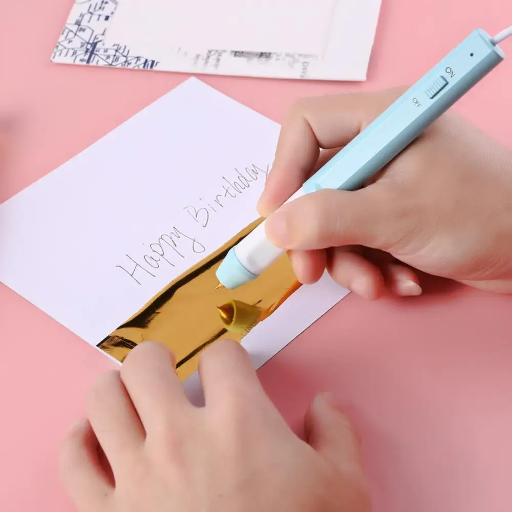 QWELL Different Tip Heat Foil Pen USB Powered Slim Handle Heat-resistant For DIY Handwritten Calligraphy Greeting Cards 2020 New