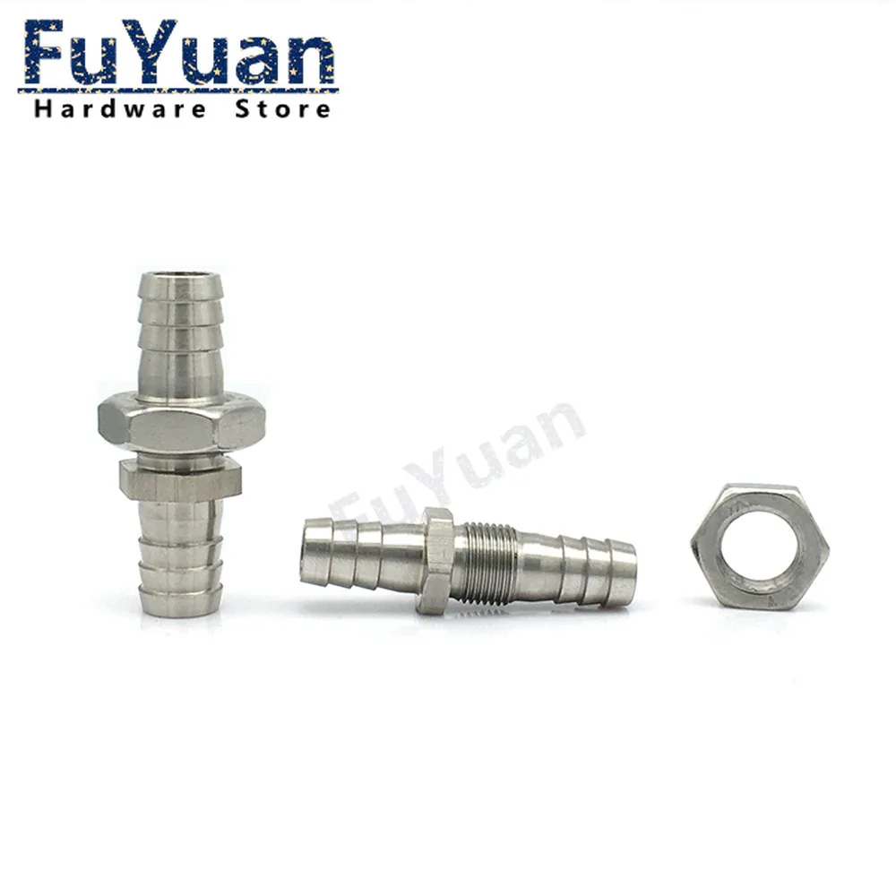 Hose Barb Bulkhead 304 Stainless Steel Barbed Tube Pipe Fitting Coupler Connector Adapter 4mm 6mm 8mm 10mm 12mm 14mm 16mm 19mm