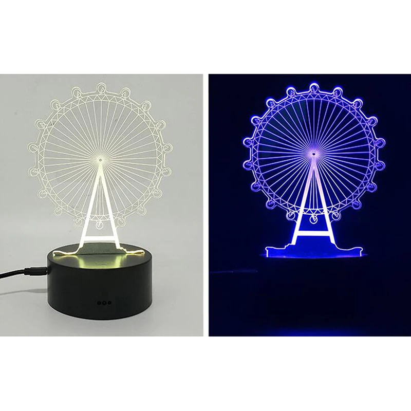 Nowy 3D lampa iluzoryczna RGB LED lampka nocna Panel akrylowy dla dzieci prezent w stylu kreskówki 1 sztuk