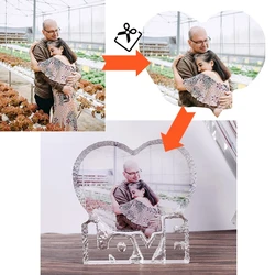 Picture Customized Photo Love Heart Crystal Photo Frame For  Wedding Anniversary Christmas Birthday Gift Father's Day Souvenir