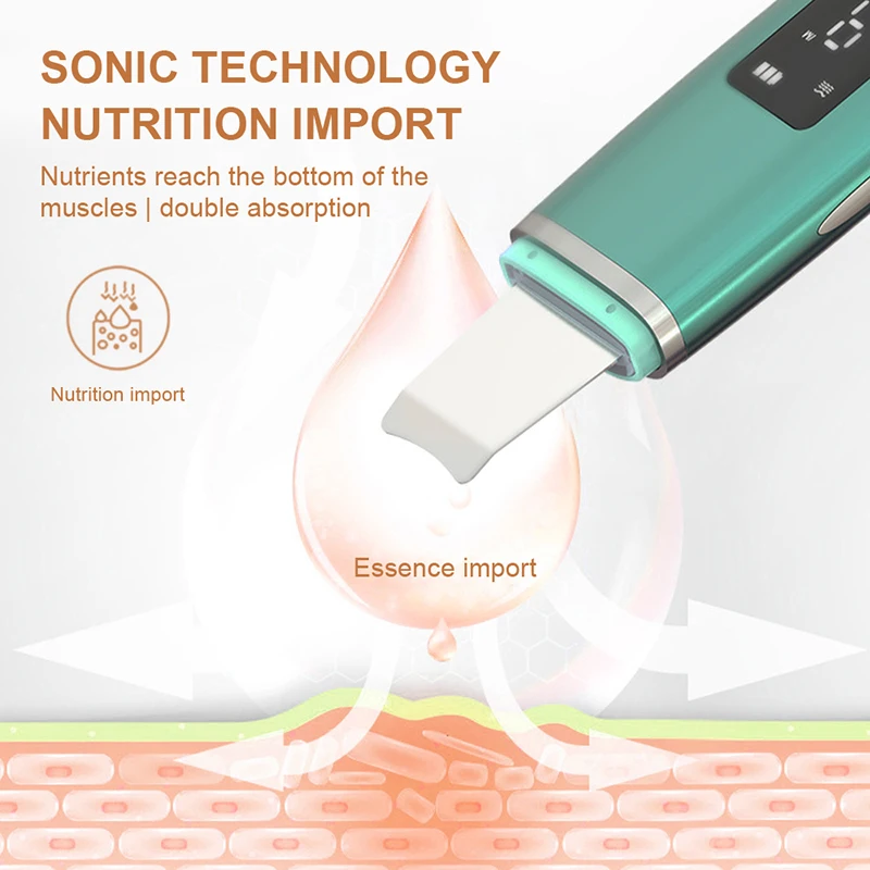 Limpiador ultrasónico para la piel, espátula Facial con vibración, eliminador de espinillas, pala de limpieza, Peeling de cavitación