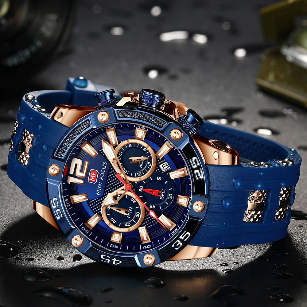 MINI FOCUS Watch Brand Luxury Analog Quartz Sport Men Watches Mens Silicone Waterproof Date Fashion WristWatch Relogio Masculino