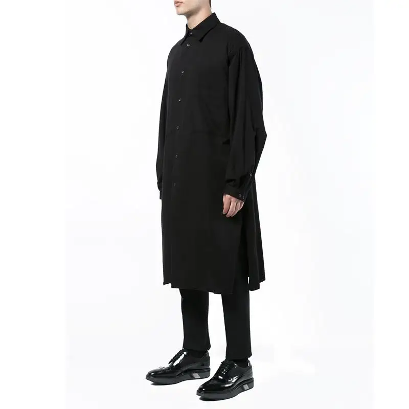 Men's new dark runway classic simple casual shirt basic cotton shirt base large size long-sleeved shirt