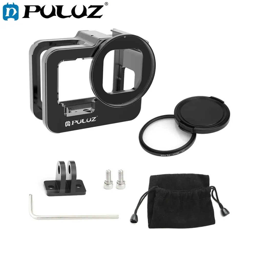 

PULUZ Case For GoPro HERO1110 9 Black Housing Shell CNC Aluminum Alloy Protective Cage Cover &Insurance Frame & 52mm UV