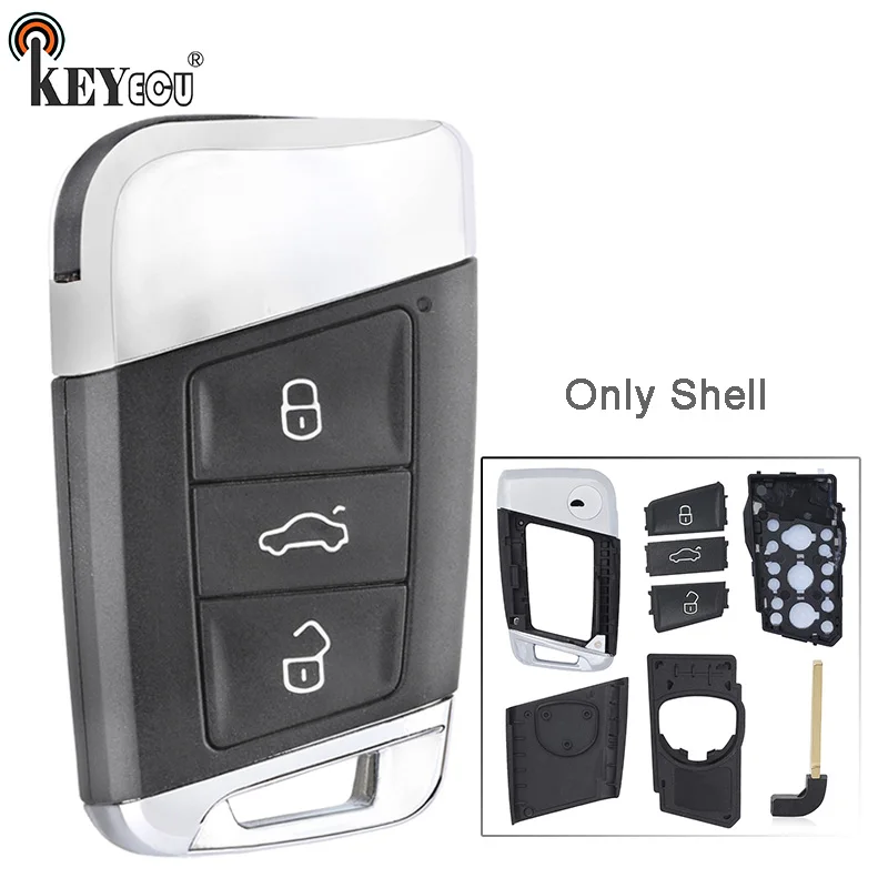 

KEYECU for VW for Volkswagen Passat B8 Superb A7 MQB 2015 2016 2017 2018 19 2020 Replacement 3 Button Remote Key Shell Case Fob