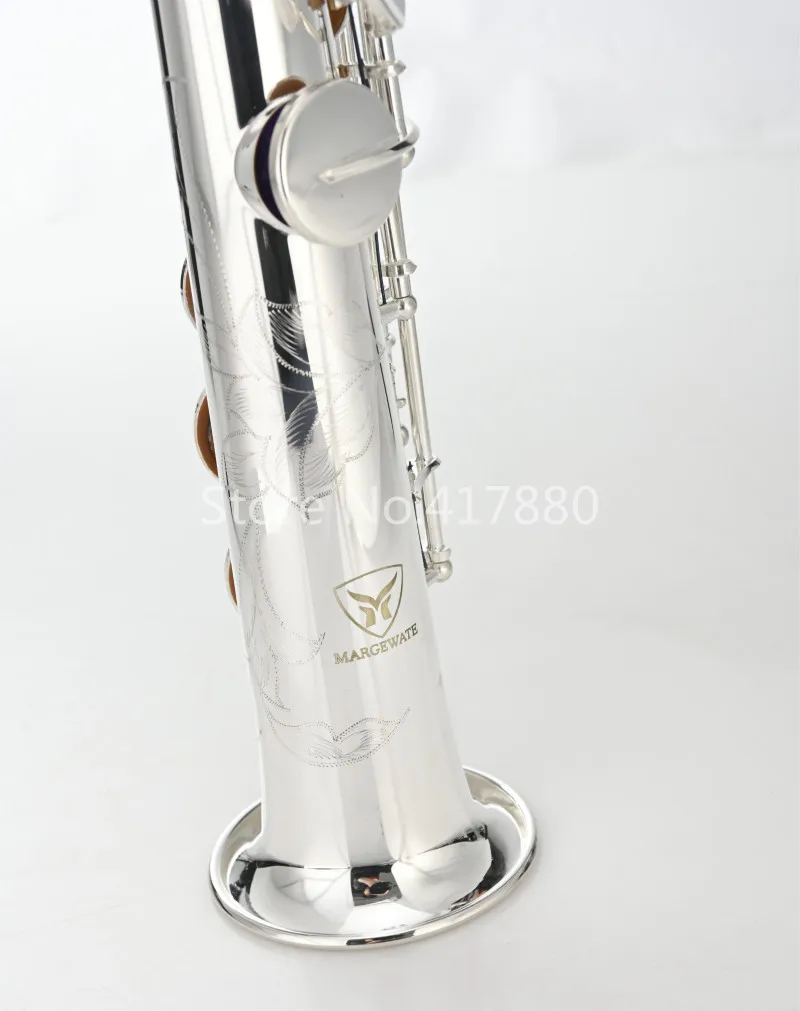 

MARGEWATE New Straight Pipe Soprano Saxophone Brass Silver Plated B Flat Sax Playing Musical Instrument with Mouthpiece