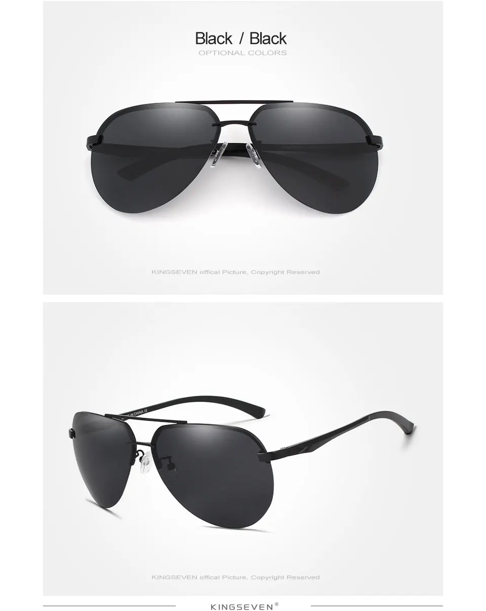 KINGSEVEN Randlose Piloten-Sonnenbrille, polarisiert, UV400, trendige Fahrbrille für Männer und Frauen, Retro-Mode, Outdoor-Brille – Detail 7