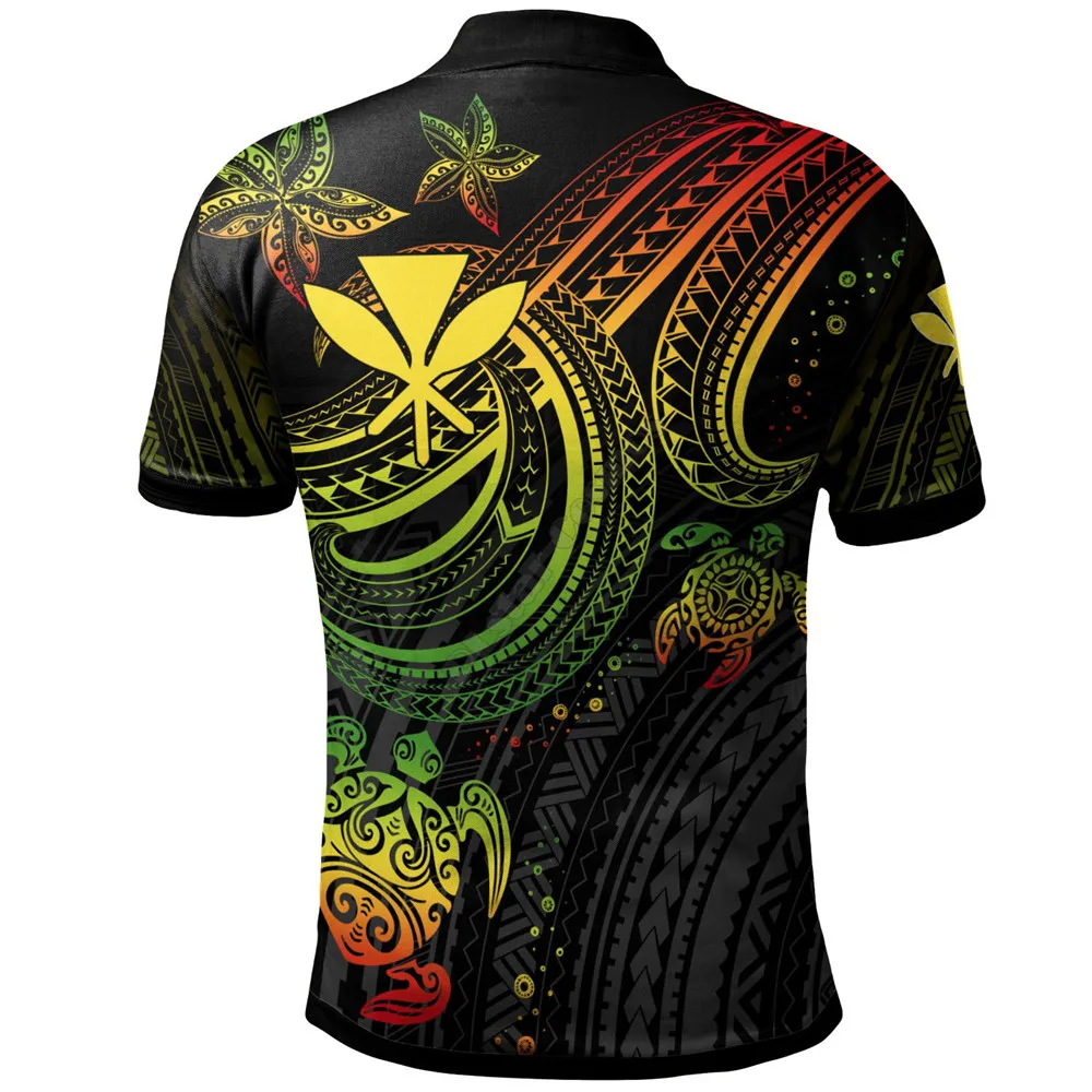 Hawaii Kanaka Polo Shirt Reggae Turtle 3D Printed Polo Shirt Men for Women Short Sleeve Summer BlueT-shirt