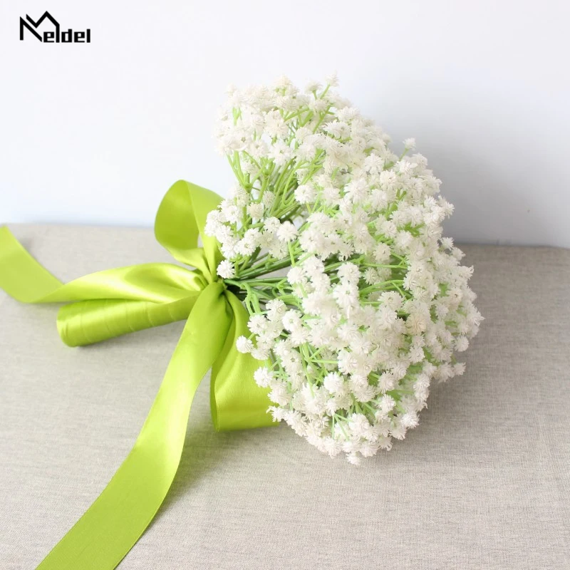 Meldel Wedding Bouquet Bridal Bouquet Artificial PU Baby's Breath Flower White Home Party Decorations Wedding Supplies Wholesale