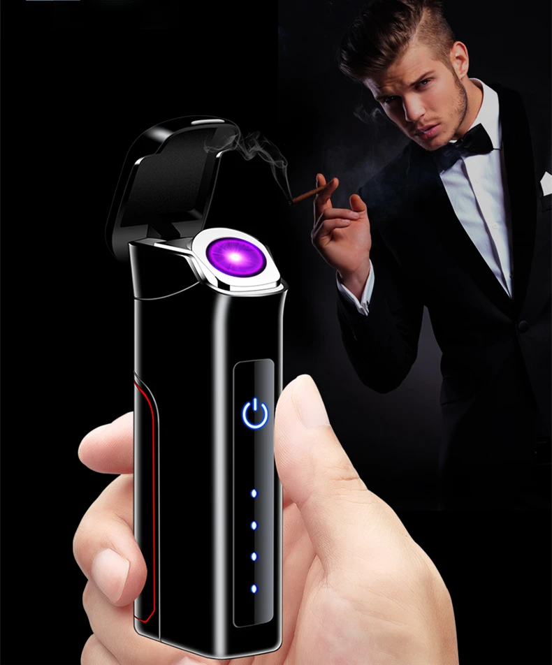 Arc Removable Battery Lighter Touch Sensing Rotating Current  Lithium Isolation LED Power Display Gift Selection Electric Lighte