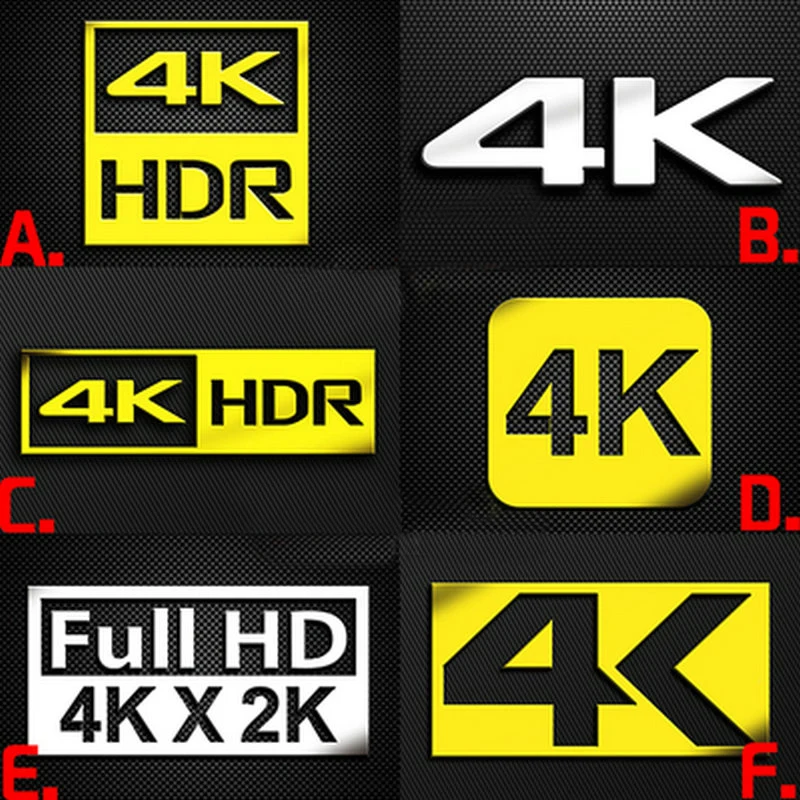 Étiquette HD 4K HDR FHD pour moniteur TV, cinéma maison, autocollant de téléphone portable, autocollant de transfert en métal