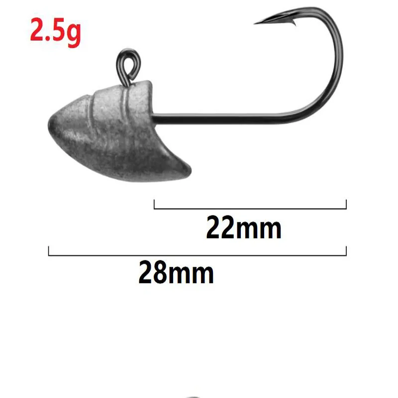 5pcs/Lot Root fishing Lead Head Hook Strengthen blood groove hook for Soft Worm Lure Bait Jig Barbed Single Fishhook Accessories