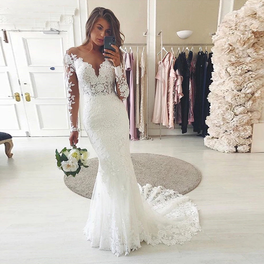 

On Zhu Vestido De Noiva Scoop Neck Sleeveless Wedding Dresses 2023 For Women Mermaid Ivory Lace Romantic Bride Boho Bridal Gown