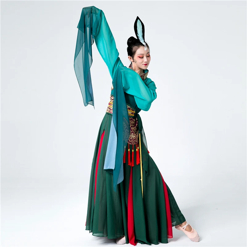 Women\' Dance Costume Ancient Costume han Costume Chinese Style National Classical Dance Elegant Water sleeve Performance Costume