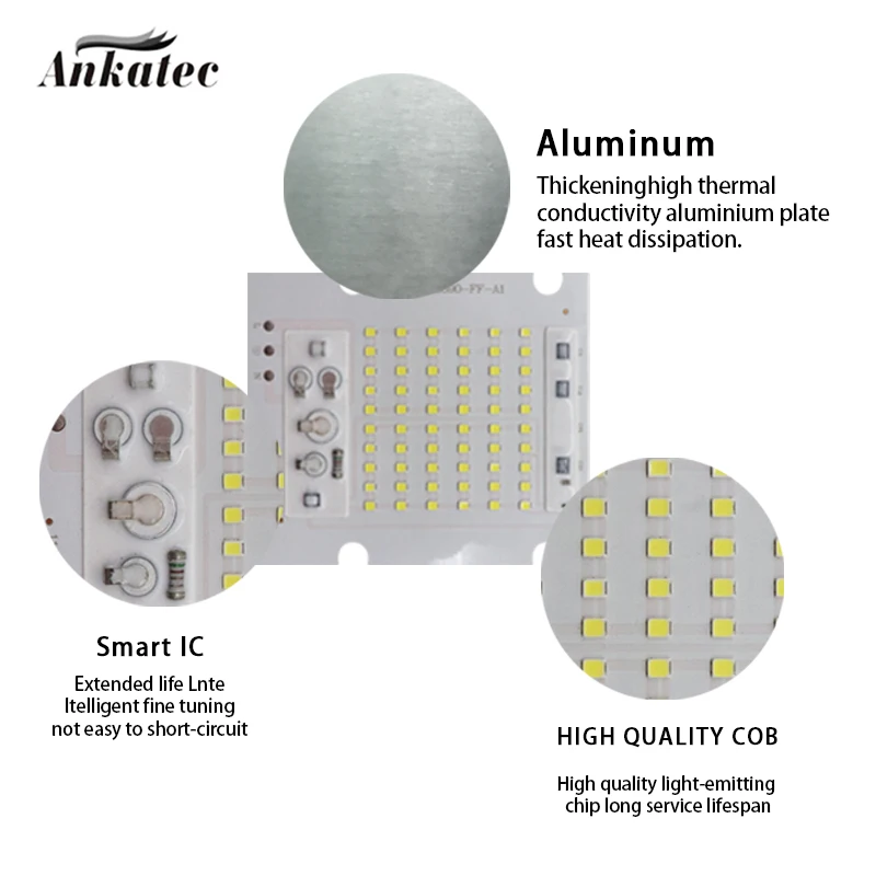 インテリジェントLEDスポットライト,10w,20w,30w,50w,100w,smd2835チップ,パール,AC 220v,diy屋外電球,クールホワイト