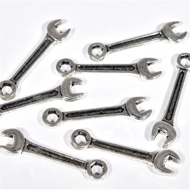 20 Wrench Charms Tool Charms 3D Charms Spanner Charms Workbench Charm Mechanic's Charm Work Charms 24x5mm