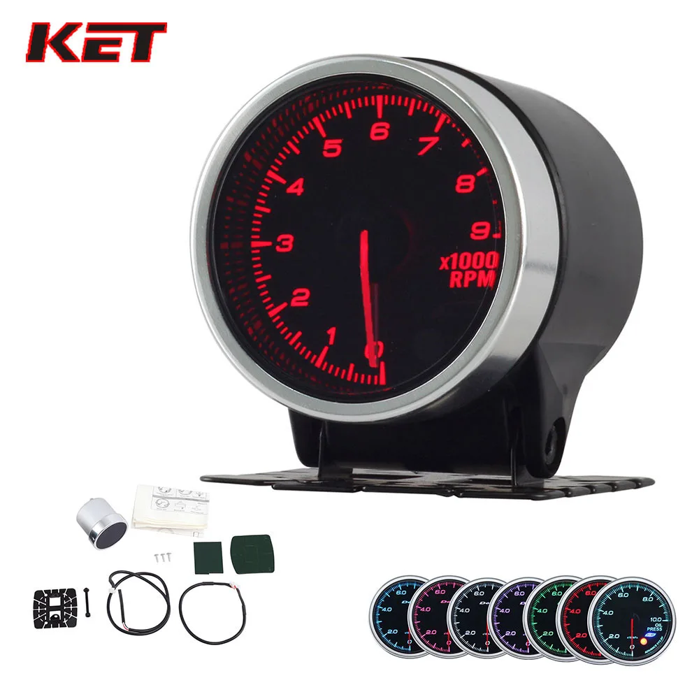 

2 Inch 52MM Smoke Lens 9000 RPM Gauge Oil Tachometer Meter With Stepper Motor