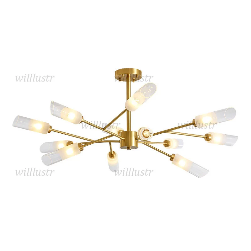 الإبداعية متجمد الزجاج قلادة مصباح الحديثة النحاس تعليق ضوء فندق مقهى المعيشة الطعام غرفة نوم فاخرة G9 نجف يُعلق بالسقف