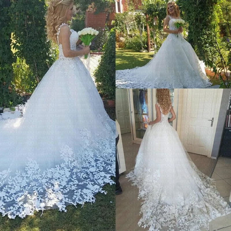 Sexy Vestido De Noiva Lace Robe de soiree Amazing Train Wedding Dress Customize Sweetheart Bridal Dress With Train Wedding Gowns