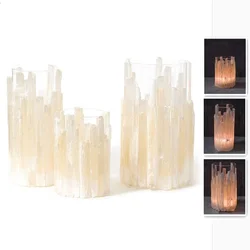 Natural Quartz Crystal Selenite Lamp Selenite Candle Holder Used for Home Decoration Living Room and Bathroom Decoration