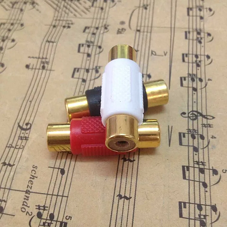 4 unids/lote buena calidad Dual RCA Video RCA hembra a RCA hembra Adaptador de Audio conector de clavija para alta fidelidad de Audio AV enchufes para altavoz
