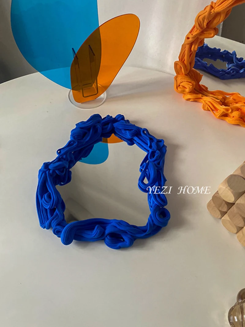 Decorative Mirror DIY Light Clay Blogger Recommends Self-Made Blue Acrylic Mirror Flower Ornament Design Creative Homedecoration