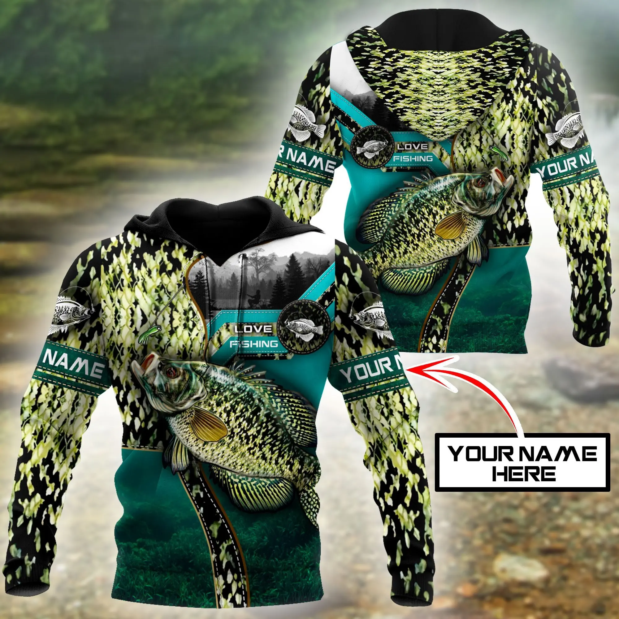 Custom Name Crappie Fishing camo 3D Printed Men autumn Hoodie Harajuku Unisex Casual Pullover Streetwear Jacket Tracksuits DK200