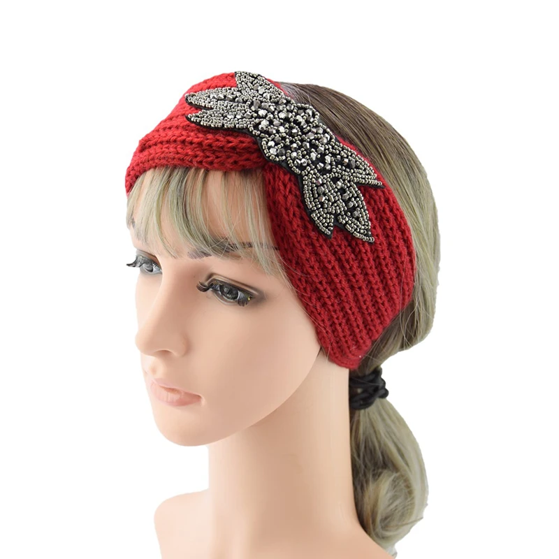 Winter Warmer Ear Knitted Headband Turban For Lady Women Crochet Bow Wide Stretch Hairband Headwrap Hair Accessories For Girl