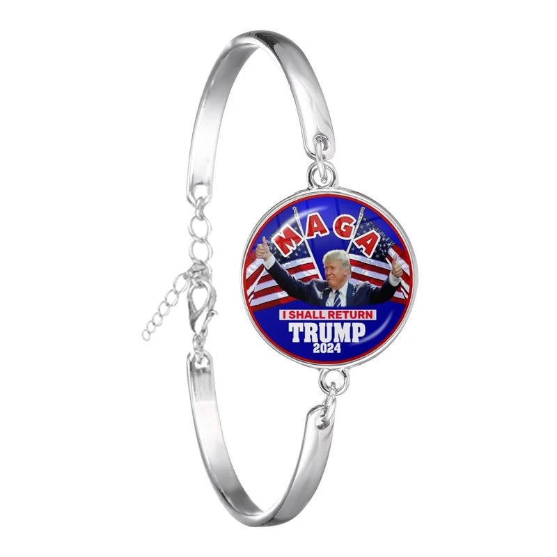 Er Wird Wieder Armband 2024 USA Trump Sammlung Glas Cabochon Silber Überzogene Armreif Schmuck Für Frauen Männer Unterstützung Trump