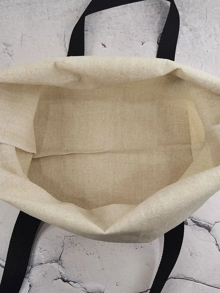 Simple Size Personality Japanese Style Tote Bags for Women Chinese Ink Painting Linen Handbag Printed Open Pocket Shoulder Bag