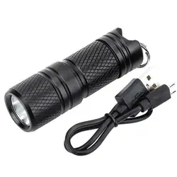 New Arrival Outdoor Mini Portable Keychain USB Rechargeable LED Flashlight Torch Lamp Light Wholesale Dropshipping