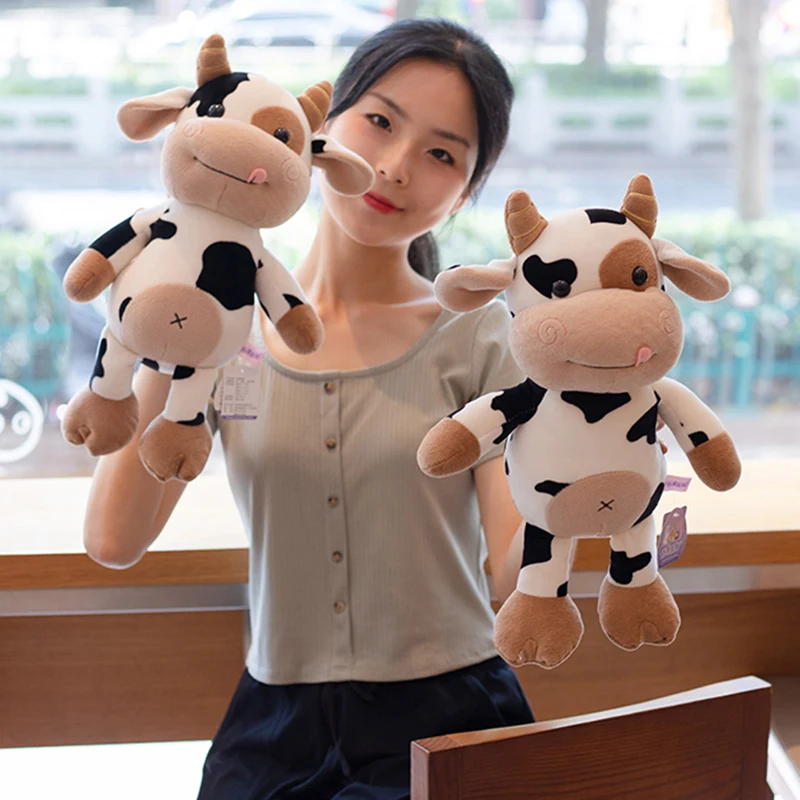 2020 nova vaca bonito brinquedo de pelúcia kawaii gado de pelúcia animais de pelúcia gado macio boneca menina crianças brinquedos presente aniversário para crianças