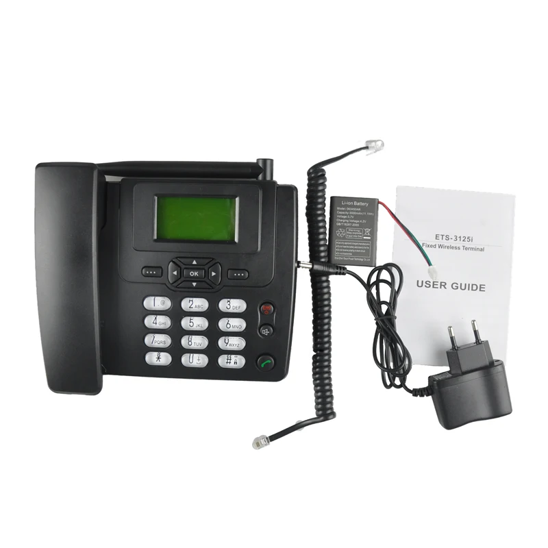 GSM Fixed Wireless Phone FWP Sim Card And ETS-3125i Desk Cordless Telephone Set with FM Radio