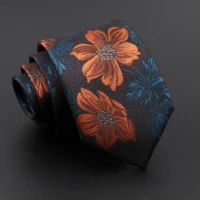 Novelty Men's Tie Floral Feather Elk Geometric Patten Red Blue Neckties Leisure Business Daily Wear Cravat Wedding Party Gift 3