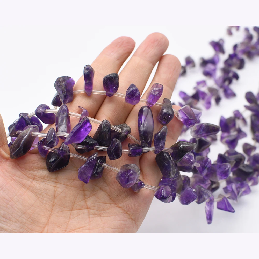 

AAA Natural Smooth Amethyst irregular shape loose Stone Beads For DIY necklace bracelet jewelry make 15 "free delivery