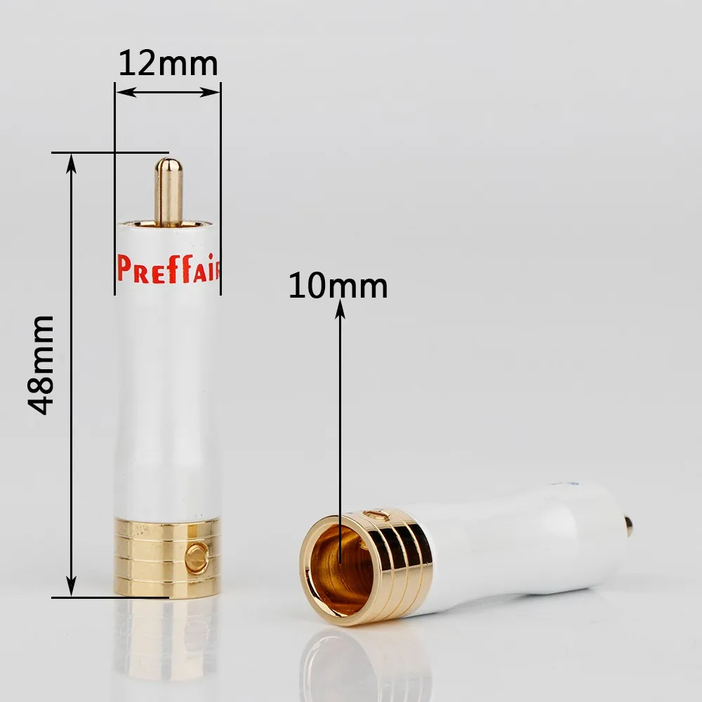 Preffair 4xR1704 RCA Male 플러그 오디오 비디오 인라인 잭 어댑터 금도금, RCA 플러그 솔더리스 RCA Male 플러그