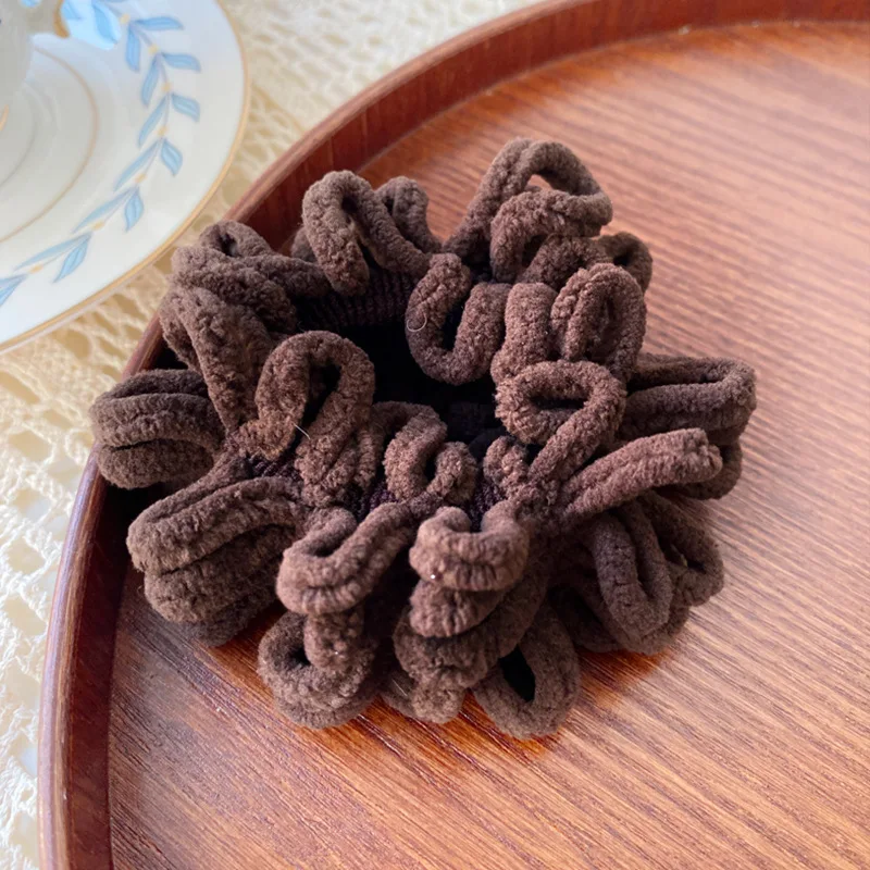 Autumn Winter Plush Soft Brown Hair Scrunchy For Women HairBands Elastic Rubber Band Lady Hair Accessories Hair Ties