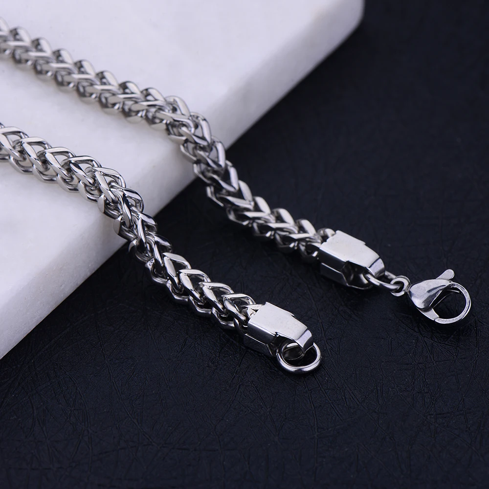 4/6MM Stainless Steel Chain Bracelet & Bangles Fashion Men\'s Titanium Steel Link Bracelet Hip Hop Rock Jewelry Length 20/22CM