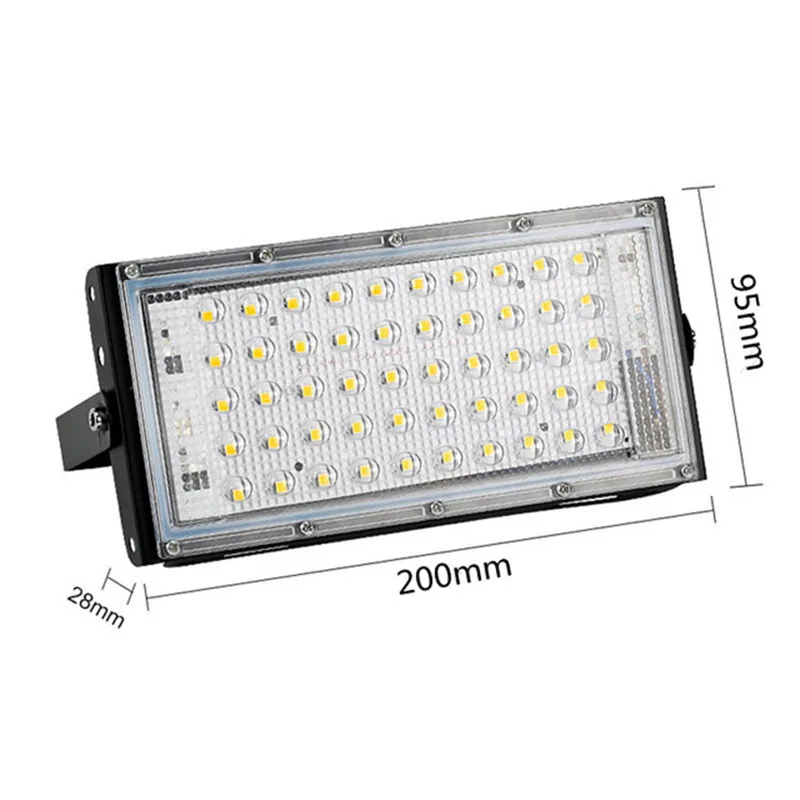 Projecteur LED étanche, 50W, 220V, 230V, blanc froid, blanc chaud, rouge, bleu, vert, intérieur, extérieur, RGB coloré