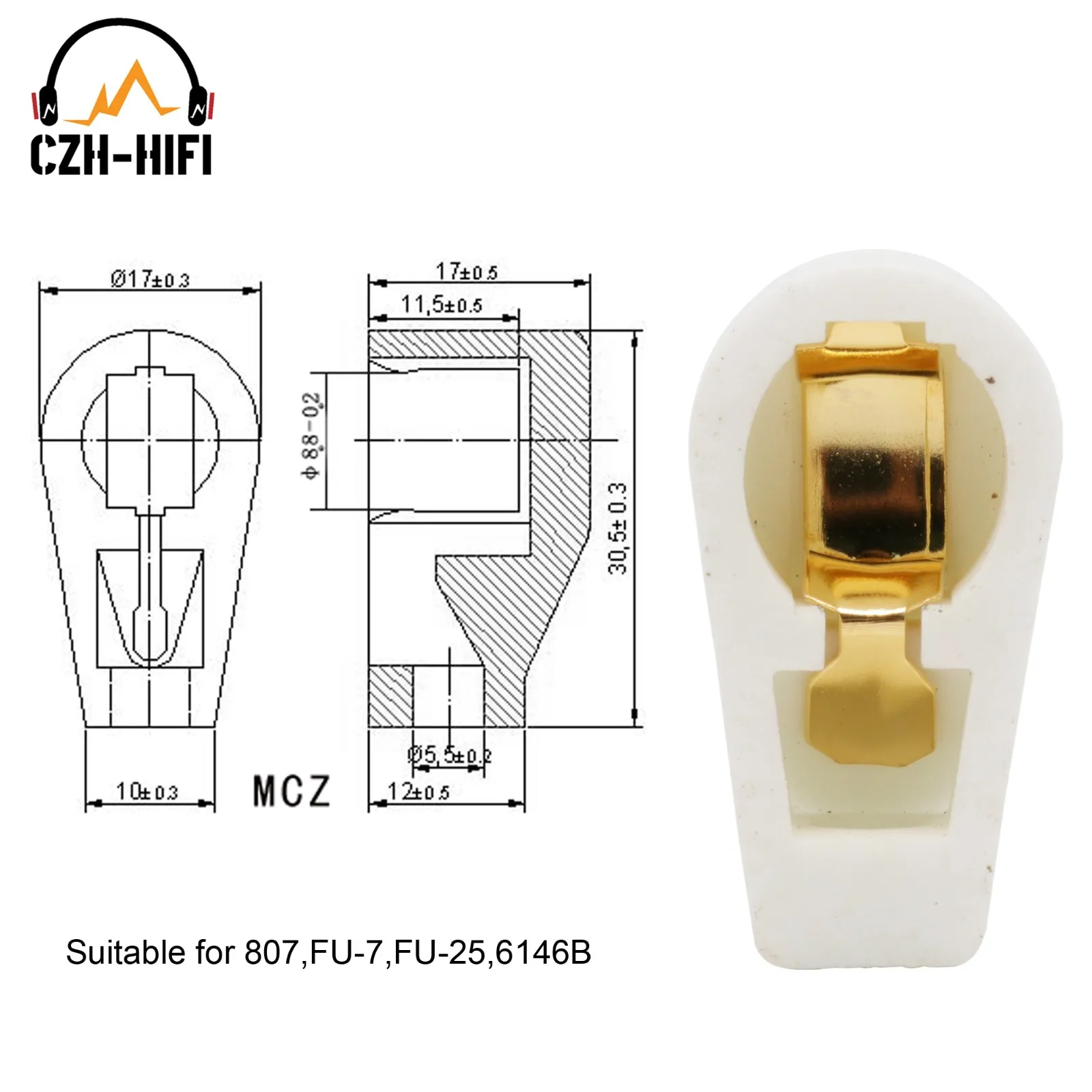 10 stücke Keramik Vakuum Rohr Anode Platte Kappe Hut für 813,811,572B,FU-5,807,FU-7,FU-25,6146B,EL504 FU-519 EF37 6P13P, 6Z18,1625 – Detail 6
