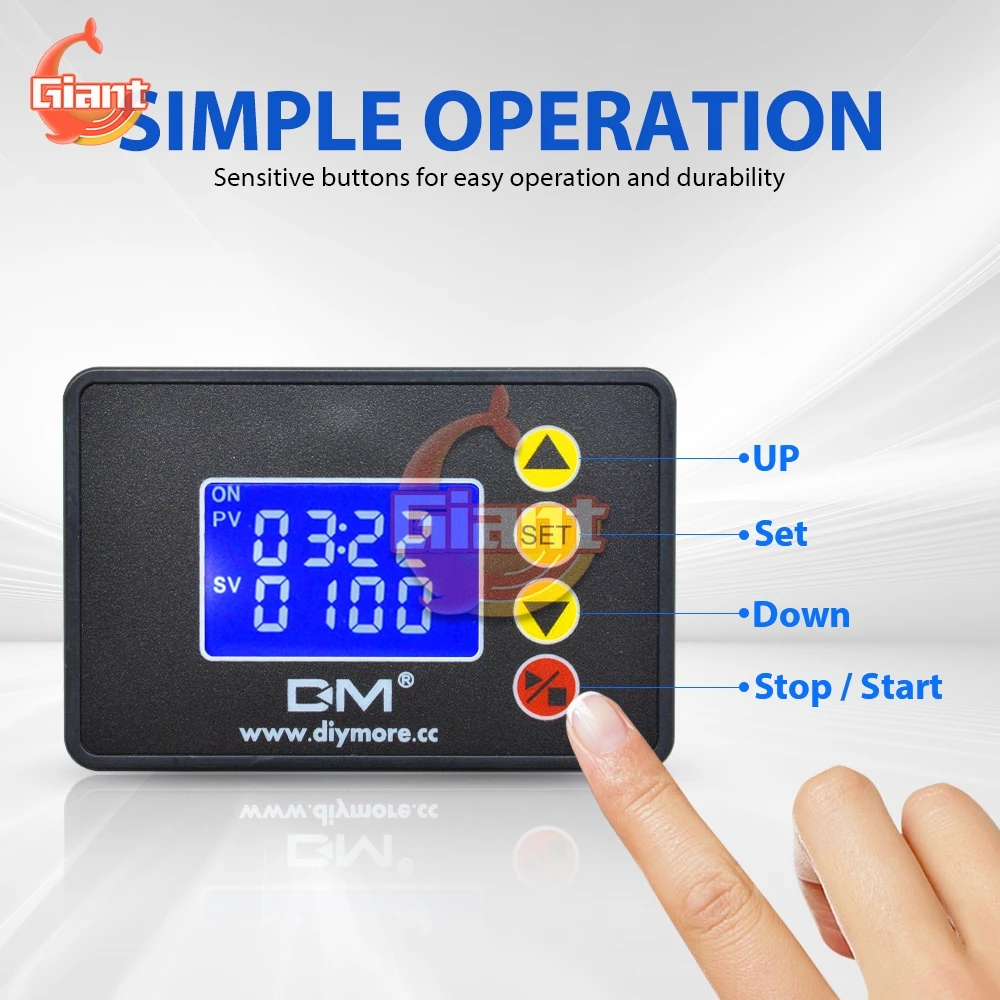 1.37 inch LCD Digital Display Microcomputer Time Controller AC 110-220V DC12V 24V Timer 0000-9999S 480W 2200W Control Module