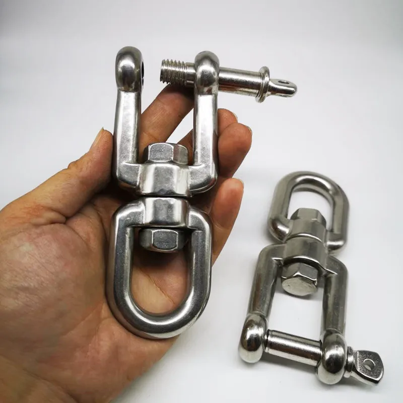 Rigging Hardware M12 2PCS Heavy Duty Stainless Steel 304 Jaw Eye Swivel Europe Lifting Chain Eye Jaw End Swivel Ring