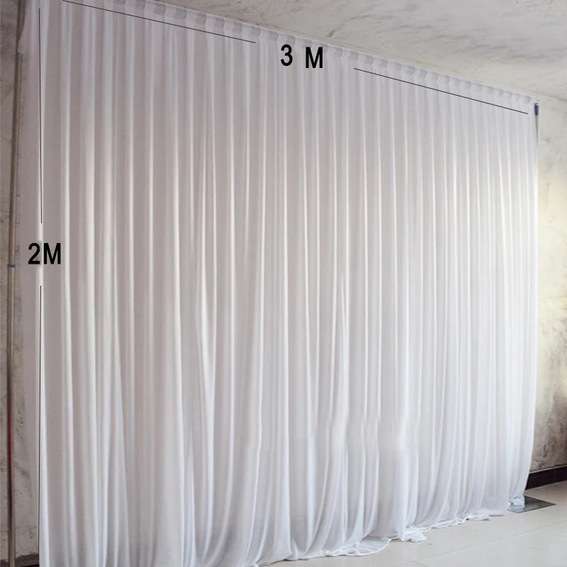 

3X2M Simple white ice silk party curtain wedding event backdrops for stage decoration