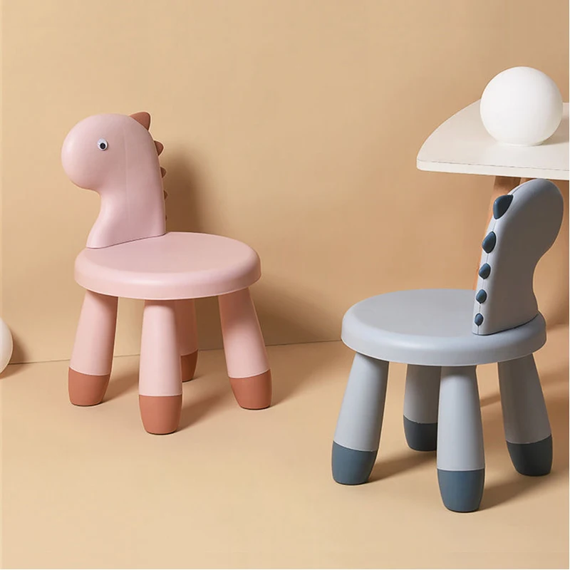 46x30cm Cute Cartoon Dinosaur PP Stool Chair Kitchen Helper Tower Kids Stool with Backrest Safety Thick Waterproof Anti Slip