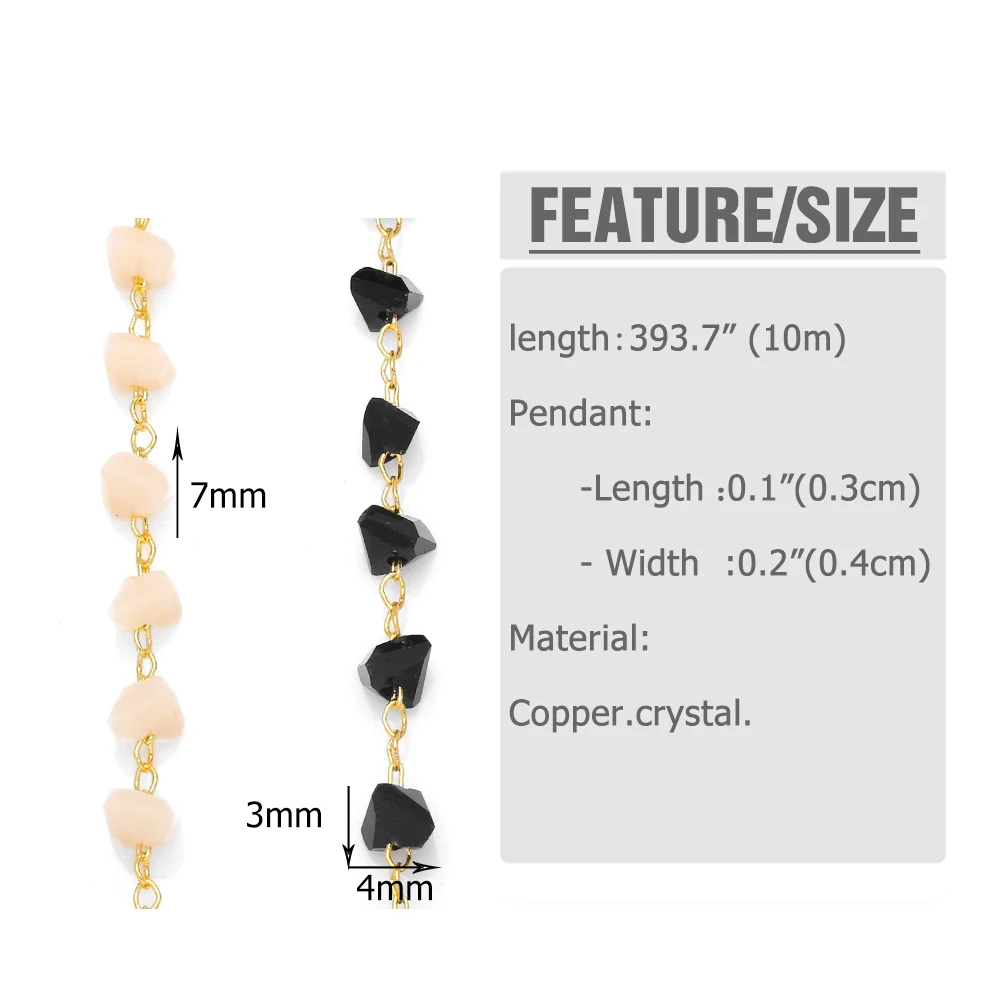 OCESRIO 10M Handmade Crystal Chain for Jewelry Making Wholesale Gold Plated Copper Findings for DIY Accessories cana028