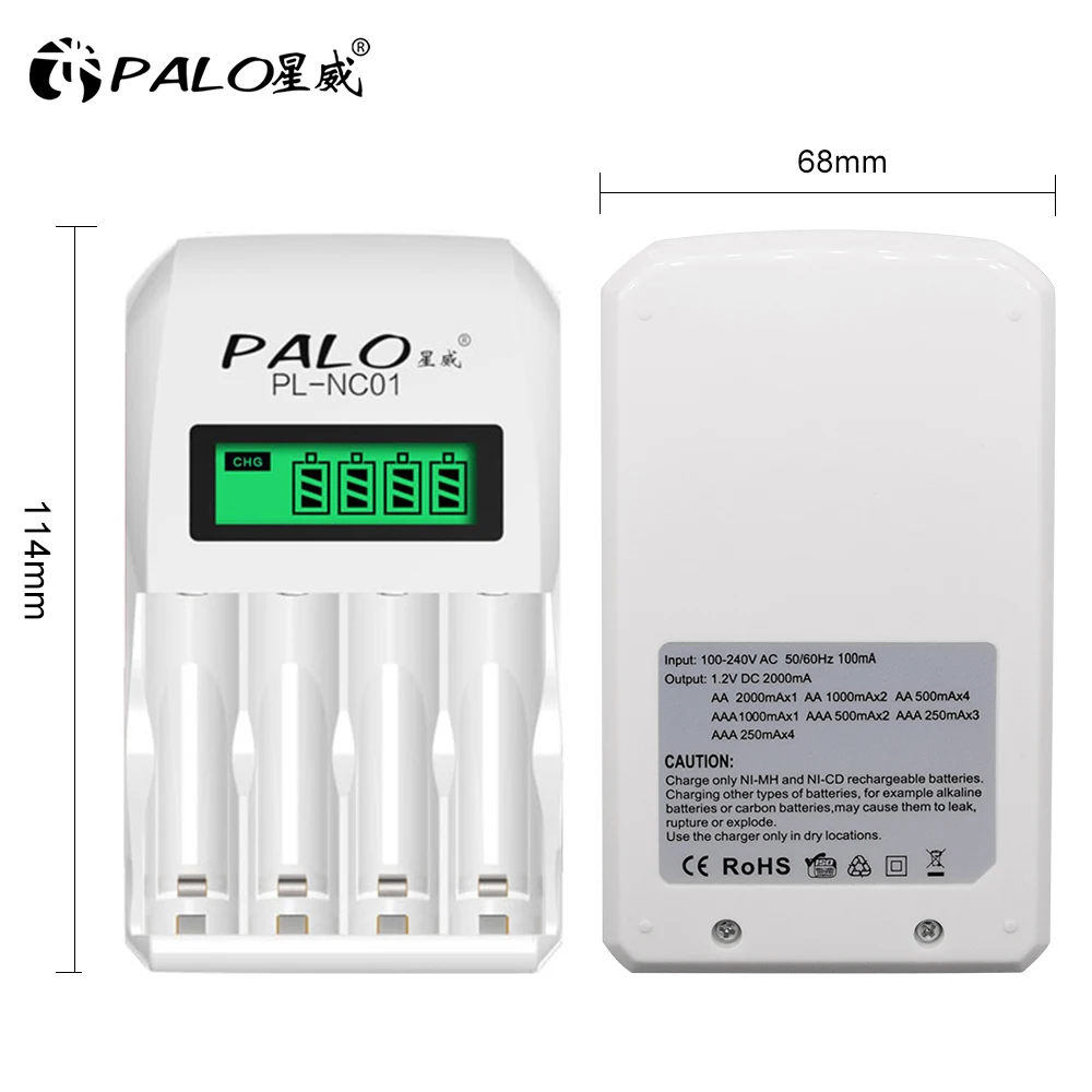 4 Slots AA AAA Battery Charger Smart LCD Display Intelligent Fast Charger for 1.2V AA AAA Ni-MH NiCd NiMh Rechargeable Battery