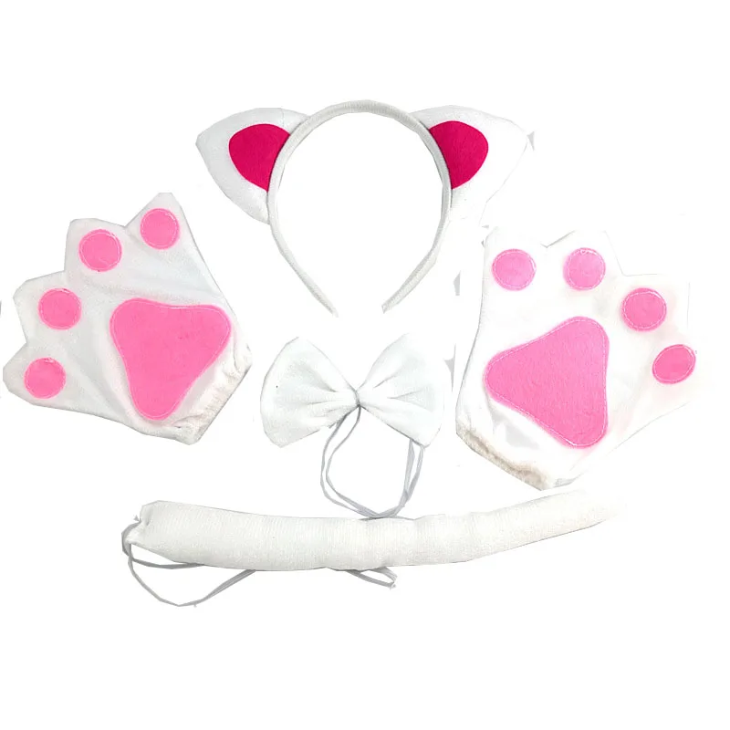 Conjunto de disfraz de oreja de gato para niña y niño, traje de fiesta de Halloween, cosplay de bebé, diadema de rendimiento, guantes, vestido divertido, trajes de tutú, rosa y negro