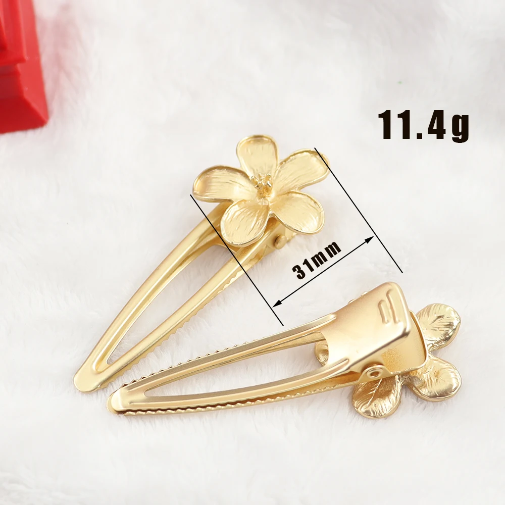 5pcs/2pcs  Style Matte Gold High Quality UV Epoxy Resin Base Metal Duckbill Clip Cabochon Base DIY Hairpin clips Jewelry Making